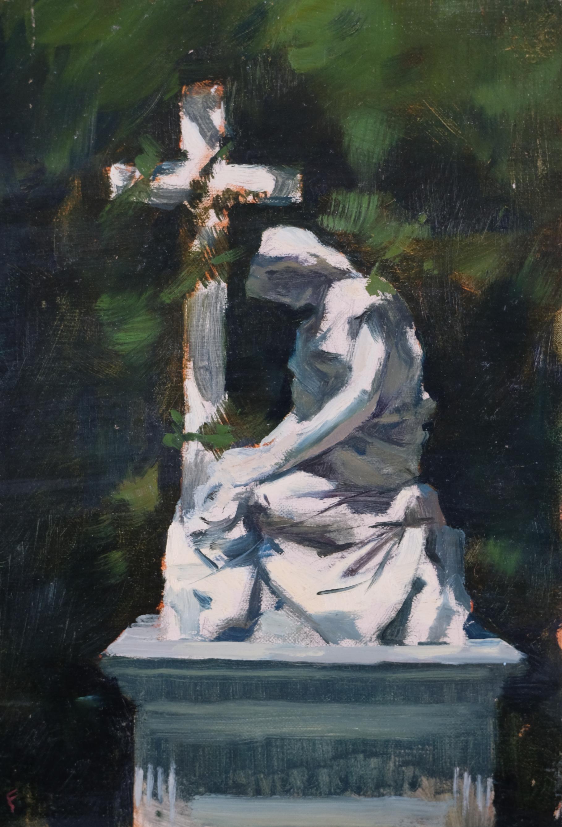 Pintura figurativa de paisaje -Monumento bajo la luz del sol