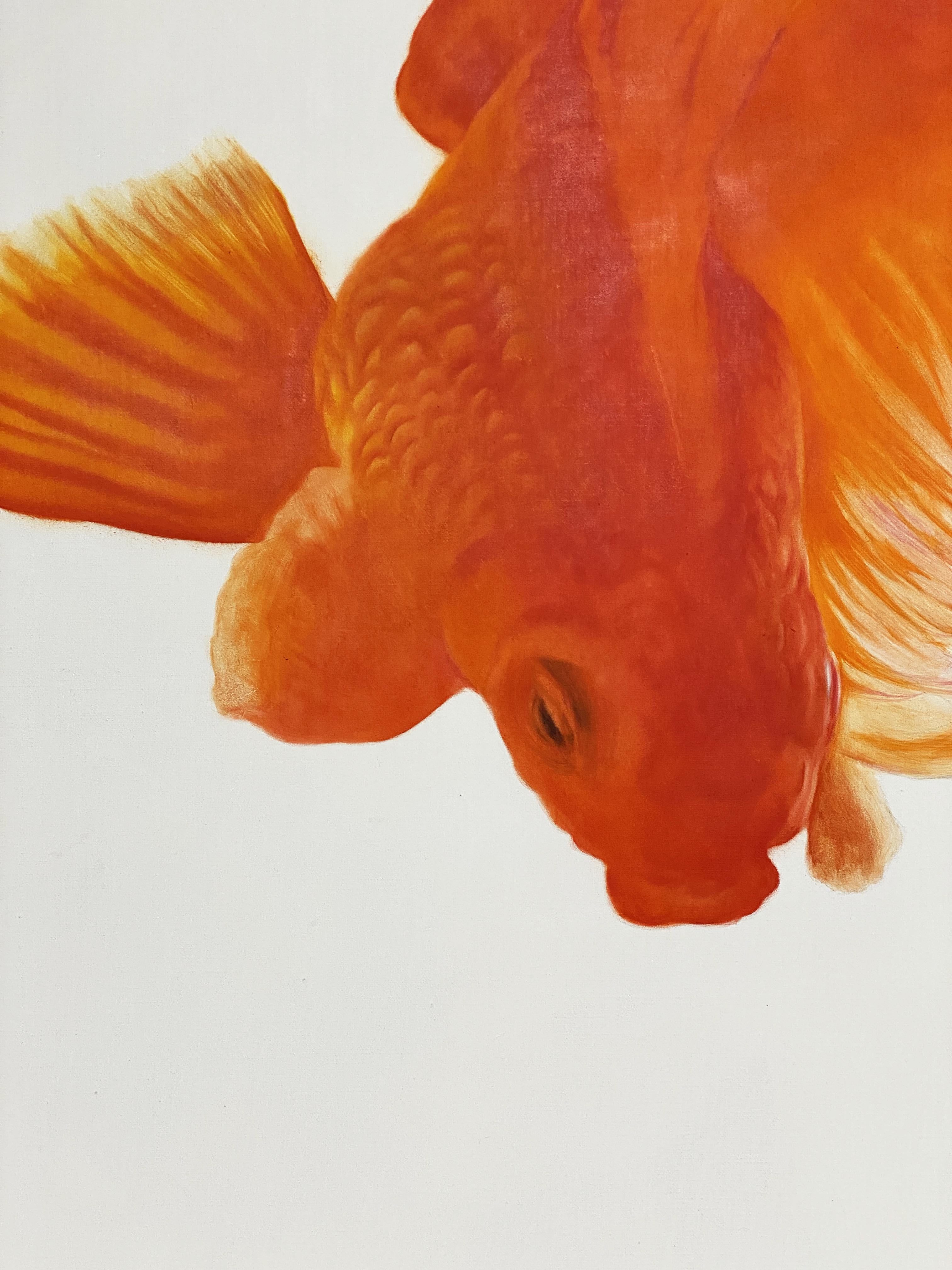 Goldfischchen Rot und Schwarz Swim Together For Prosperous and Successful Fortune – Painting von Feng Yi Chen