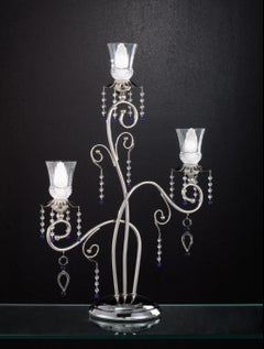 Fenice Crystal 3 Lights Table Lamp in Polished Chrome and Glass by Aggiolight