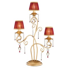 Lampe à poser Fenice Gold 3 Lights en or Montecarlo et verre taillé par Aggiolight