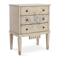 Fenice Light Taupe with Marbleized Top and Grotesque Motifs Nightstand