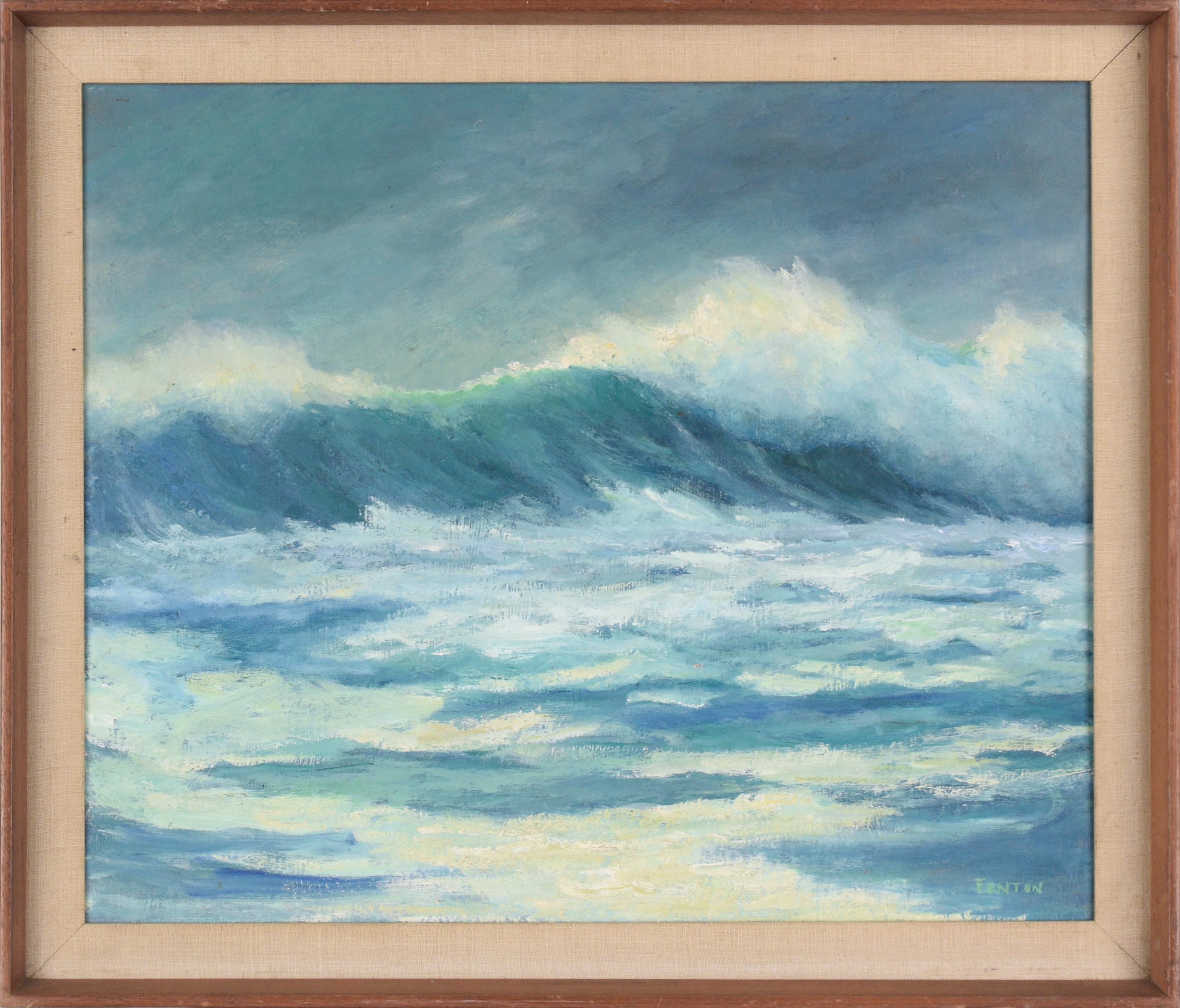 Fenton Landscape Painting - Mid Century Blue Wave Seascape