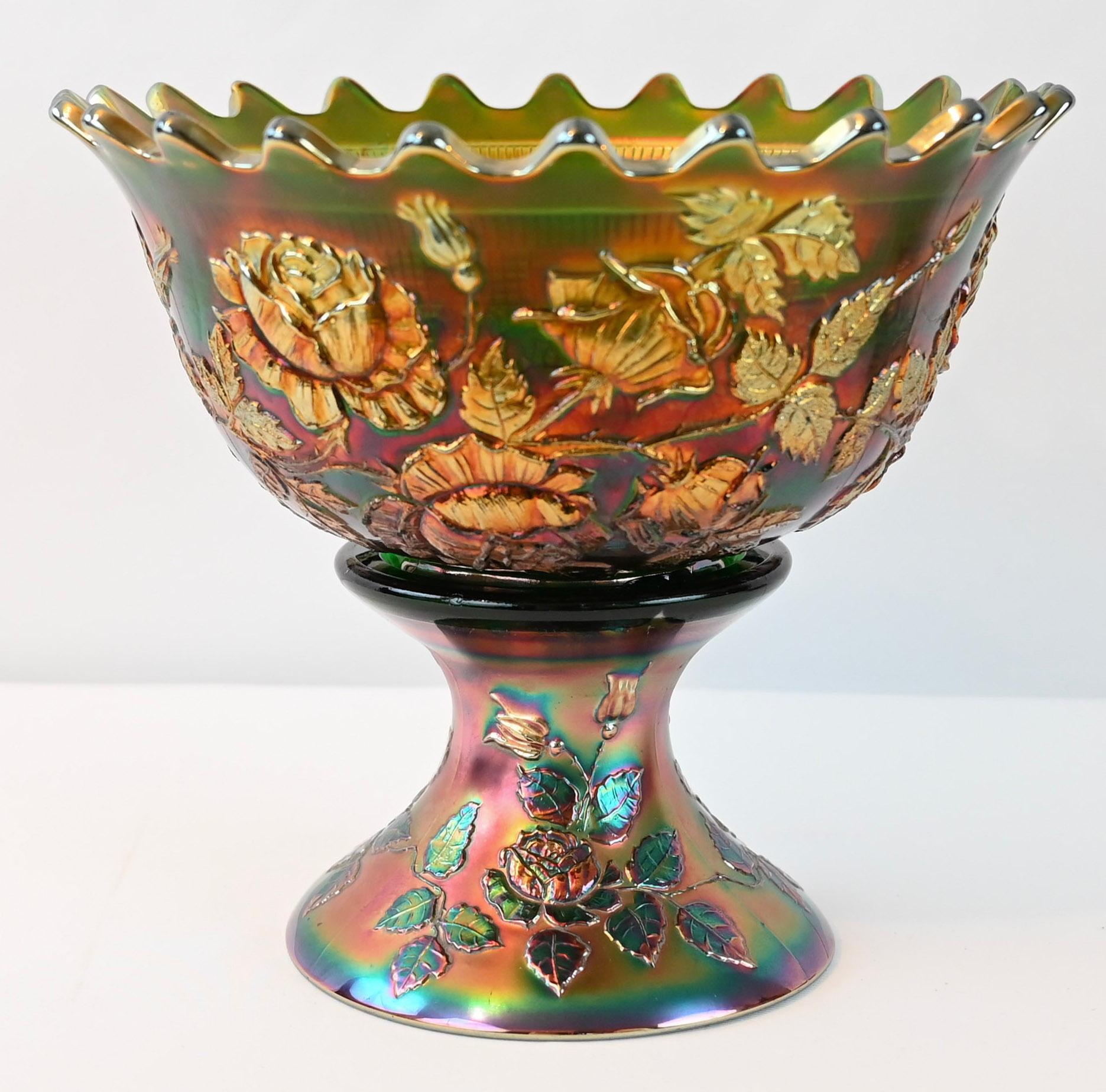 American Fenton Art Nouveau Iridescent Cut Glass Bowl For Sale