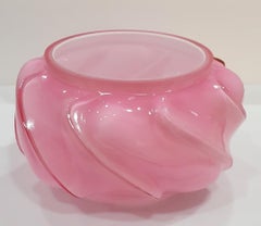 Fenton cased glass container/vessel, beautiful pink exterior, white interior
