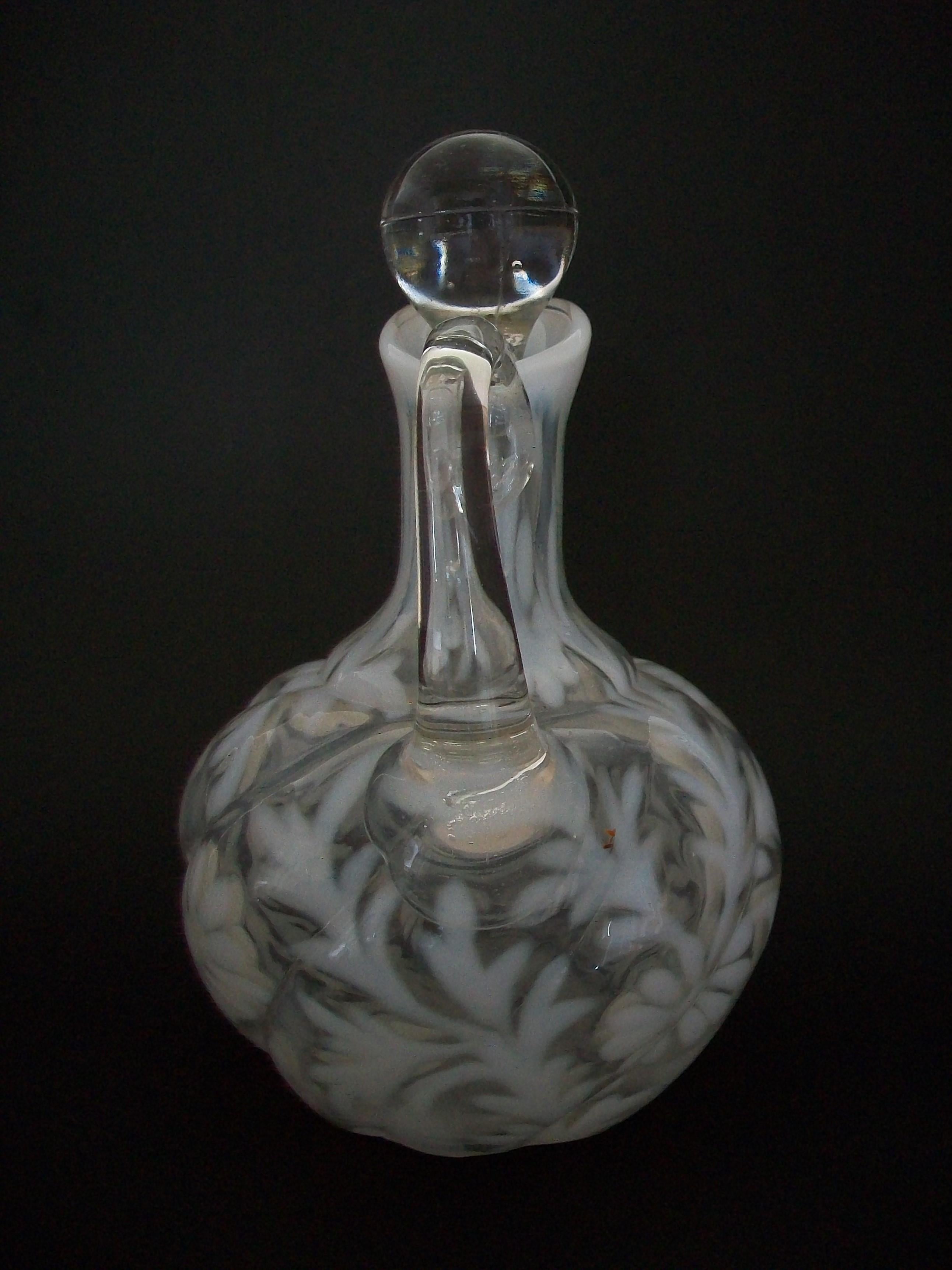 Hand-Crafted Fenton, 'Daisy & Fern', Opalescent & Clear Glass Cruet, U.S., Circa 1890 For Sale