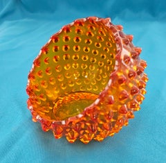 Fenton Golden-Amber Hobnail Orb, Ball-Shaped Ashtray / Bowl / Vessel, MCM