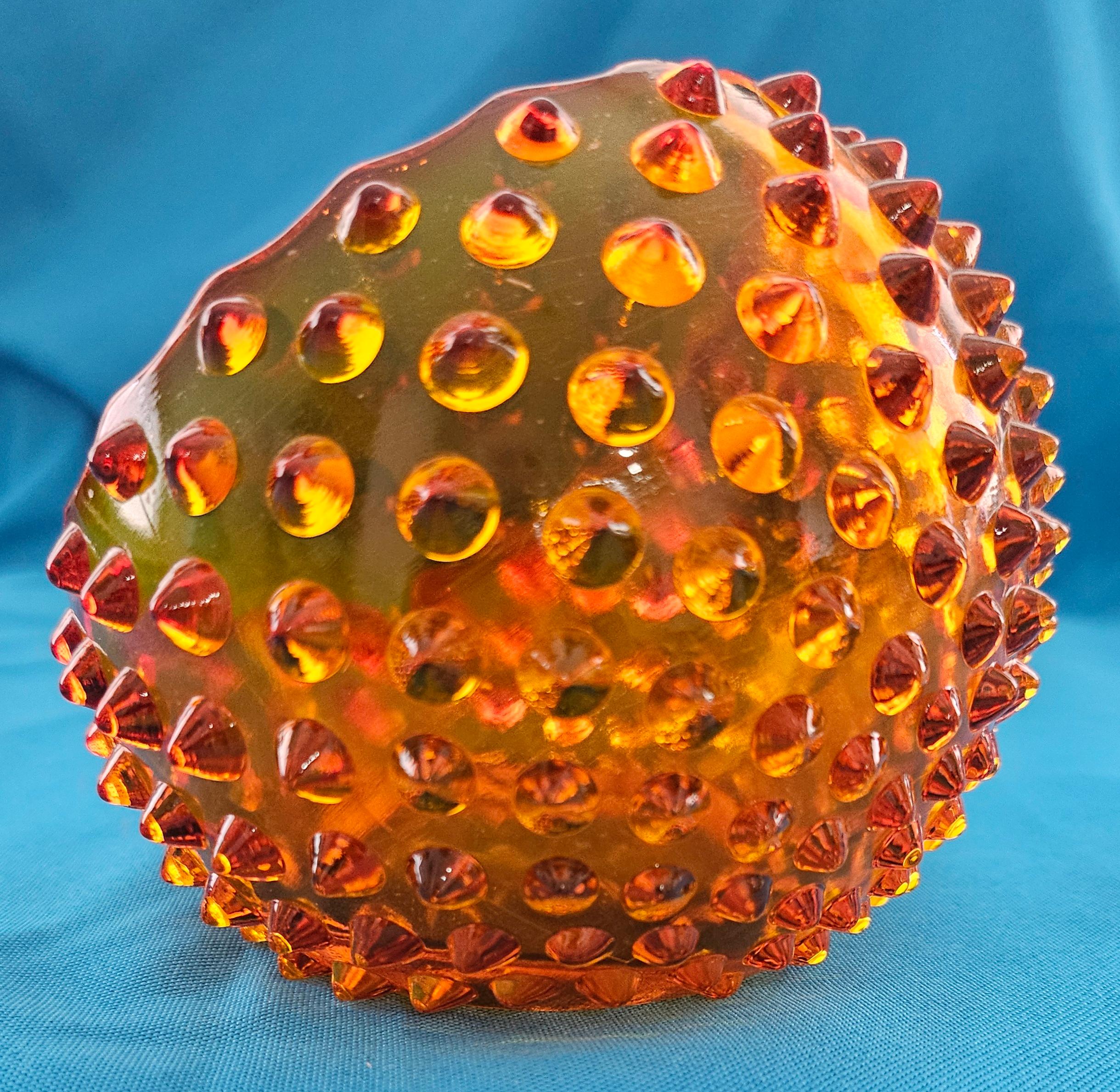 Mid-Century Modern Fenton Hobnail Orb, Ball-Shaped Ashtray / Vessel For Sale