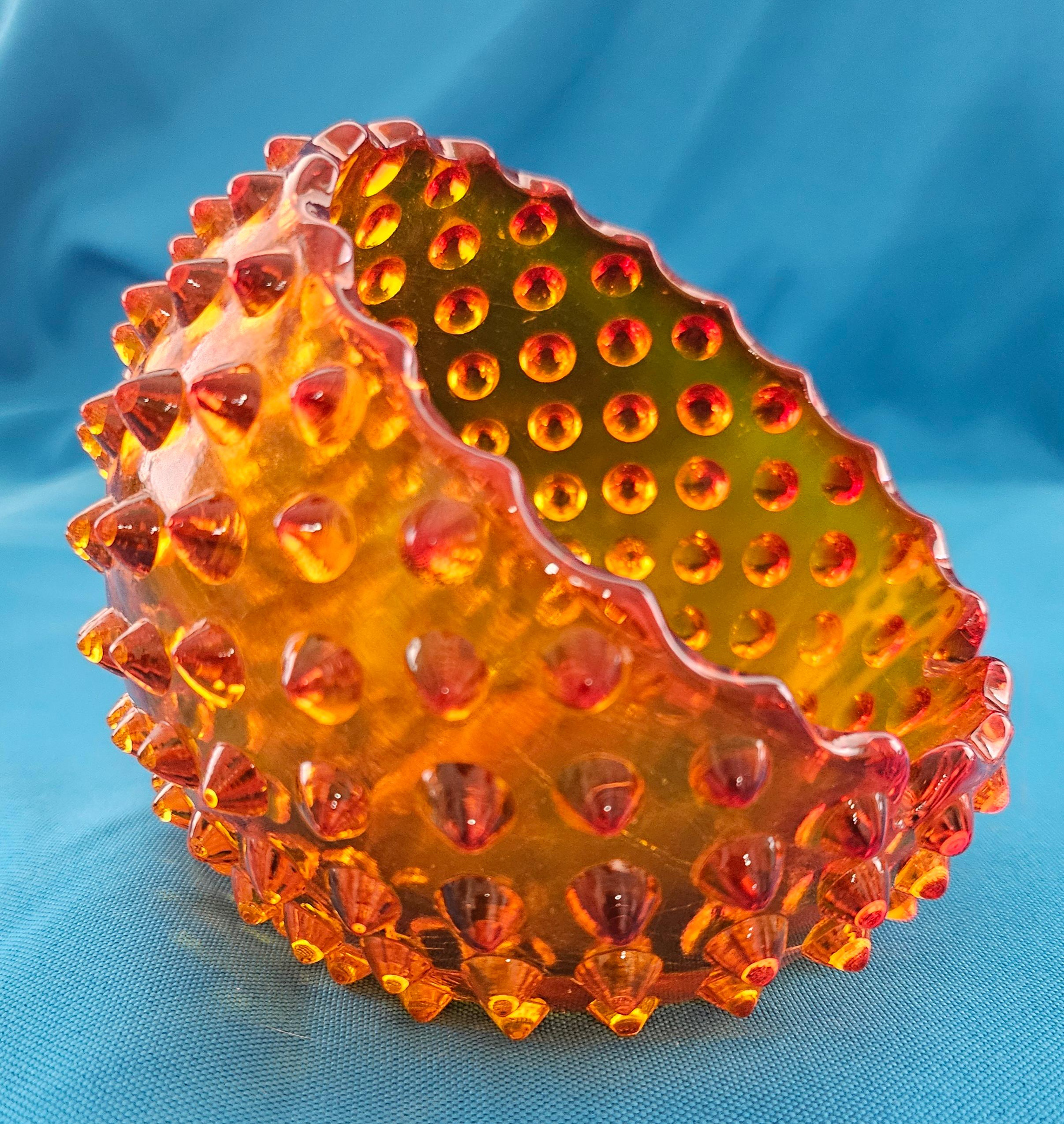 Fenton Hobnail Orb, Ball-Shaped Ashtray / Vessel In Good Condition For Sale In Warrenton, OR