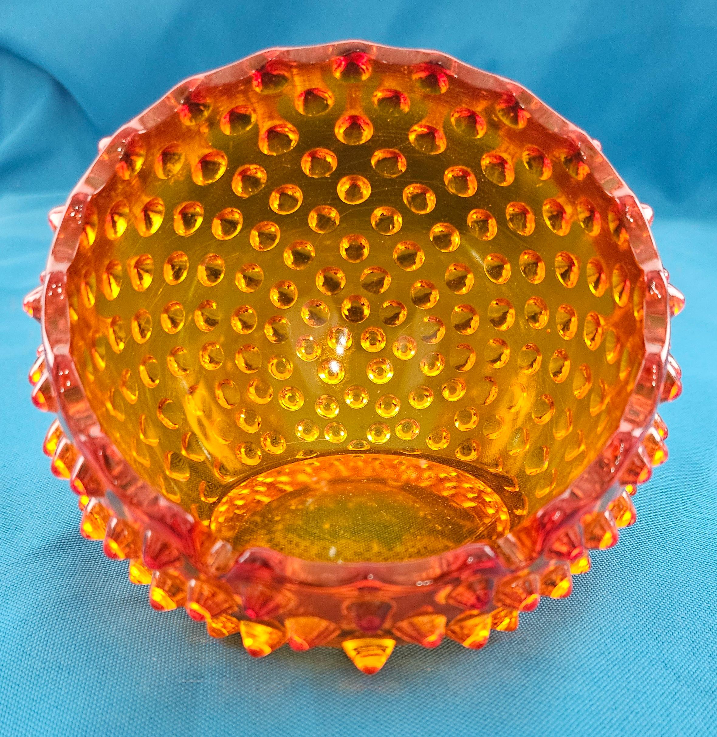 Glass Fenton Hobnail Orb, Ball-Shaped Ashtray / Vessel For Sale