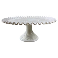 Soporte grande para tartas de vidrio con leche Hobnail de Fenton