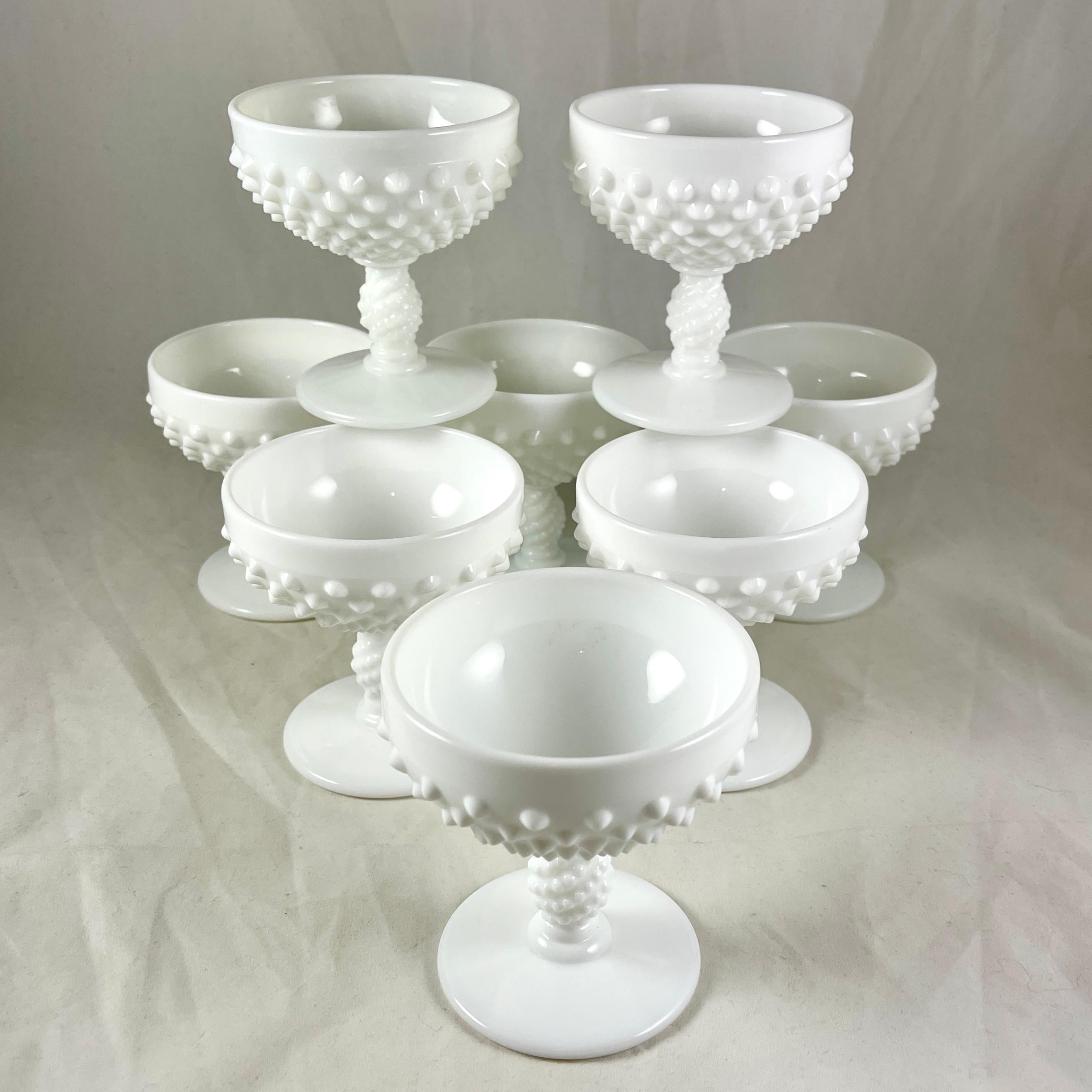 Fenton Hobnail Opaque Milk Glass Sherbet Cups/ Champagne Coupes, S/8 2