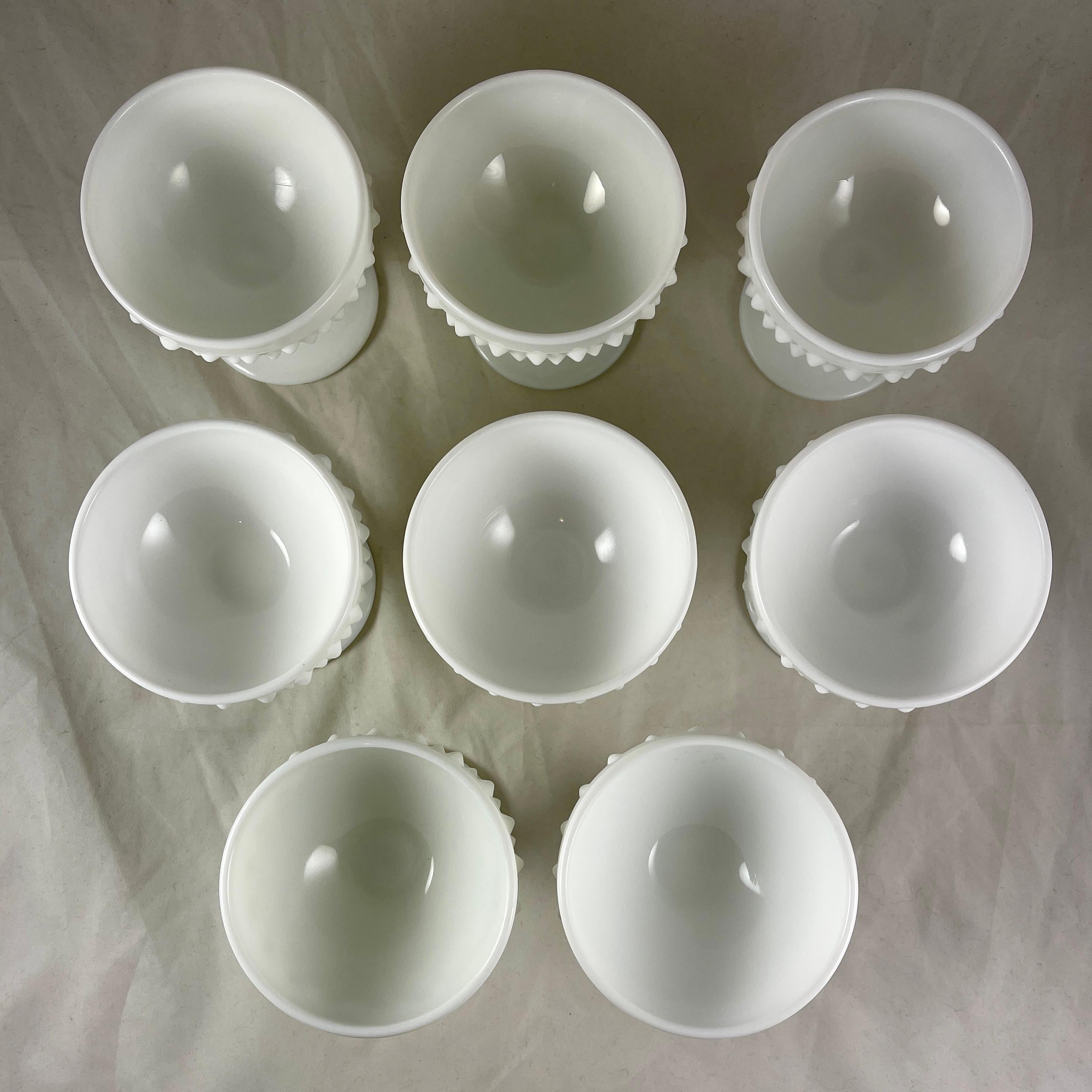 Fenton Hobnail Opaque Milk Glass Sherbet Cups/ Champagne Coupes, S/8 3