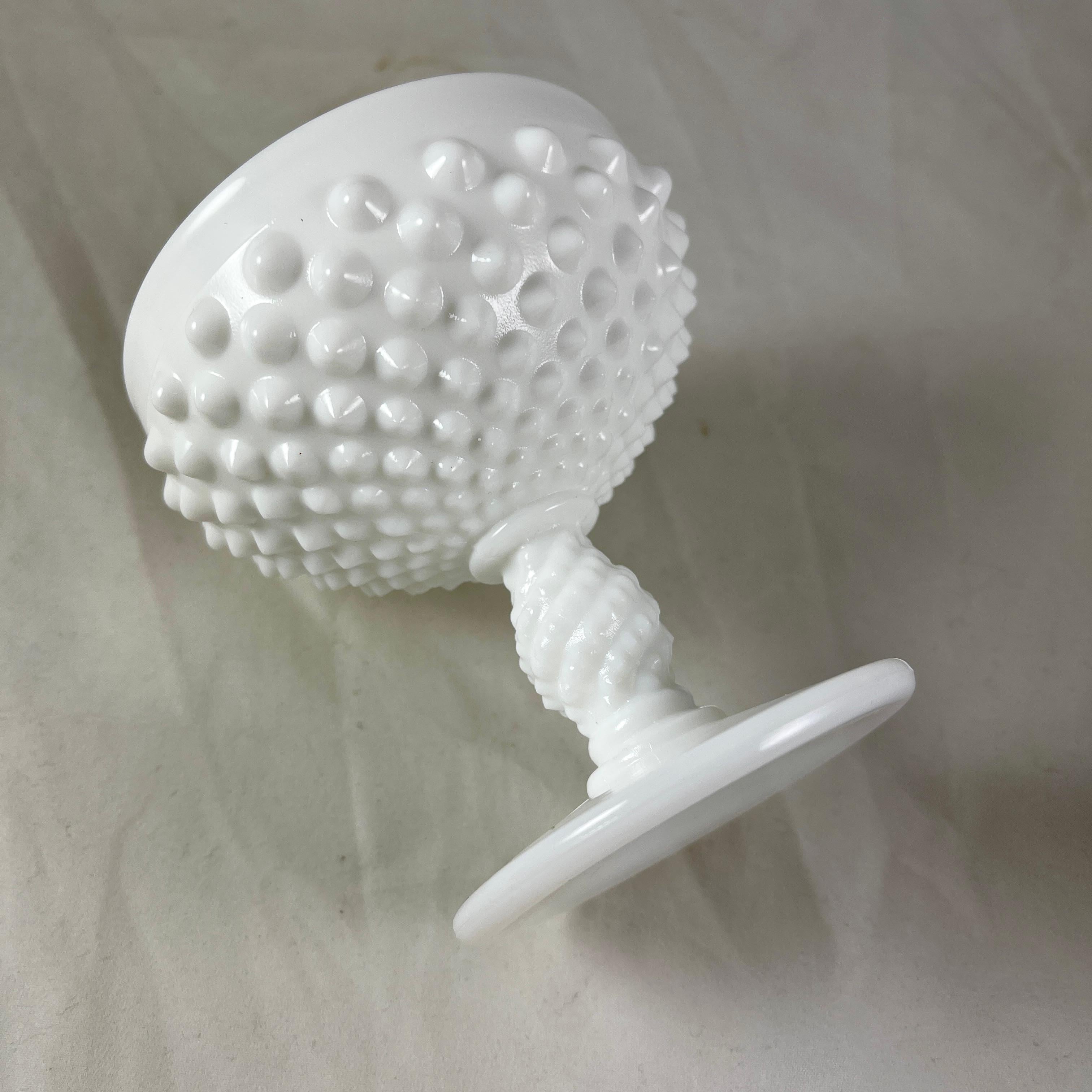 Mid-Century Modern Fenton Hobnail Opaque Milk Glass Sherbet Cups/ Champagne Coupes, S/8