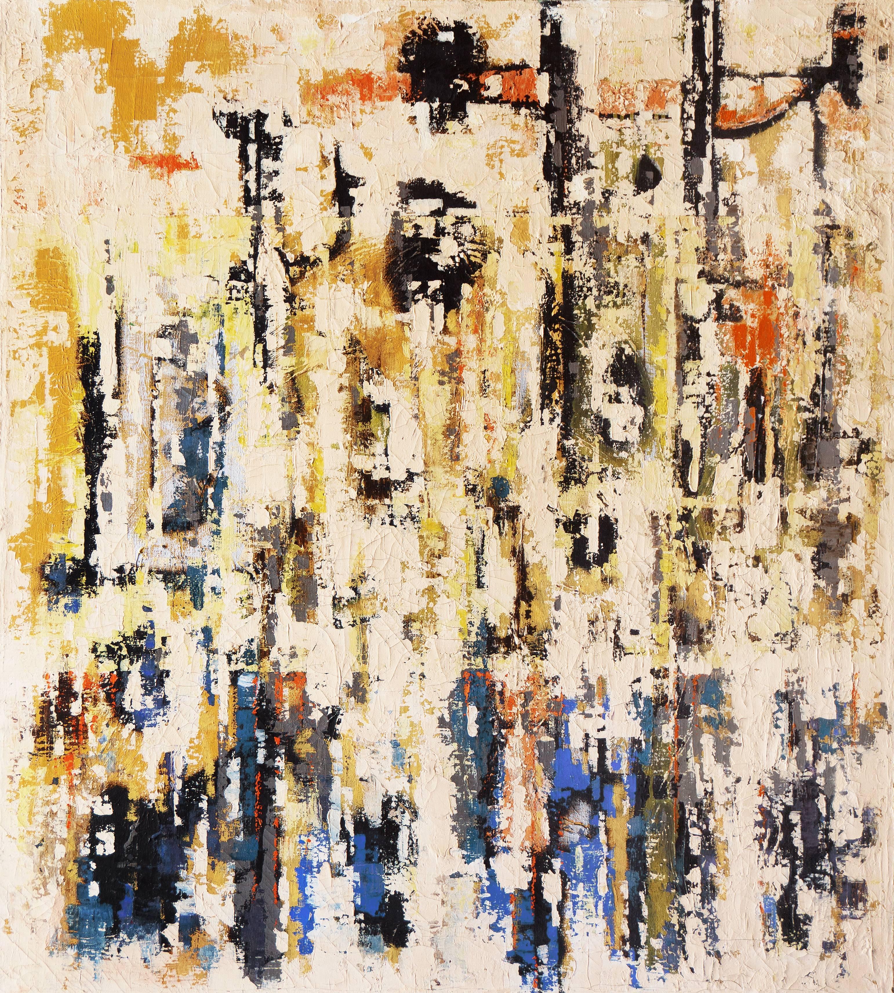 Abstrakt, Indigo und Elfenbein", großes modernistisches Öl aus der SF Bay Area, Legion of Honor