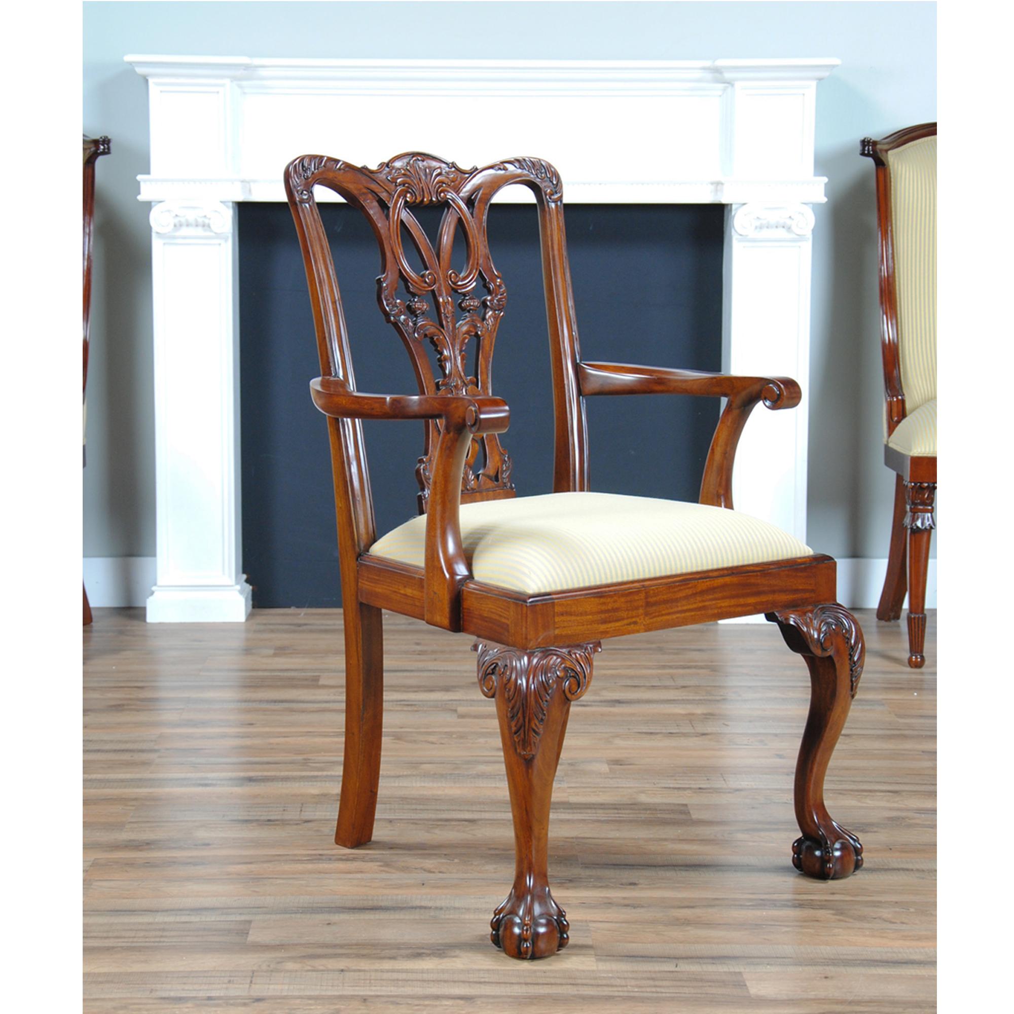 Hand-Carved Fenton Mahogany Chairs, Set of 10 For Sale