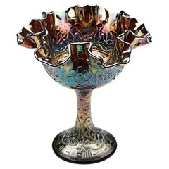 Fenton Persian Medallion Amethyst Carnival Glass Pedestal Bowl