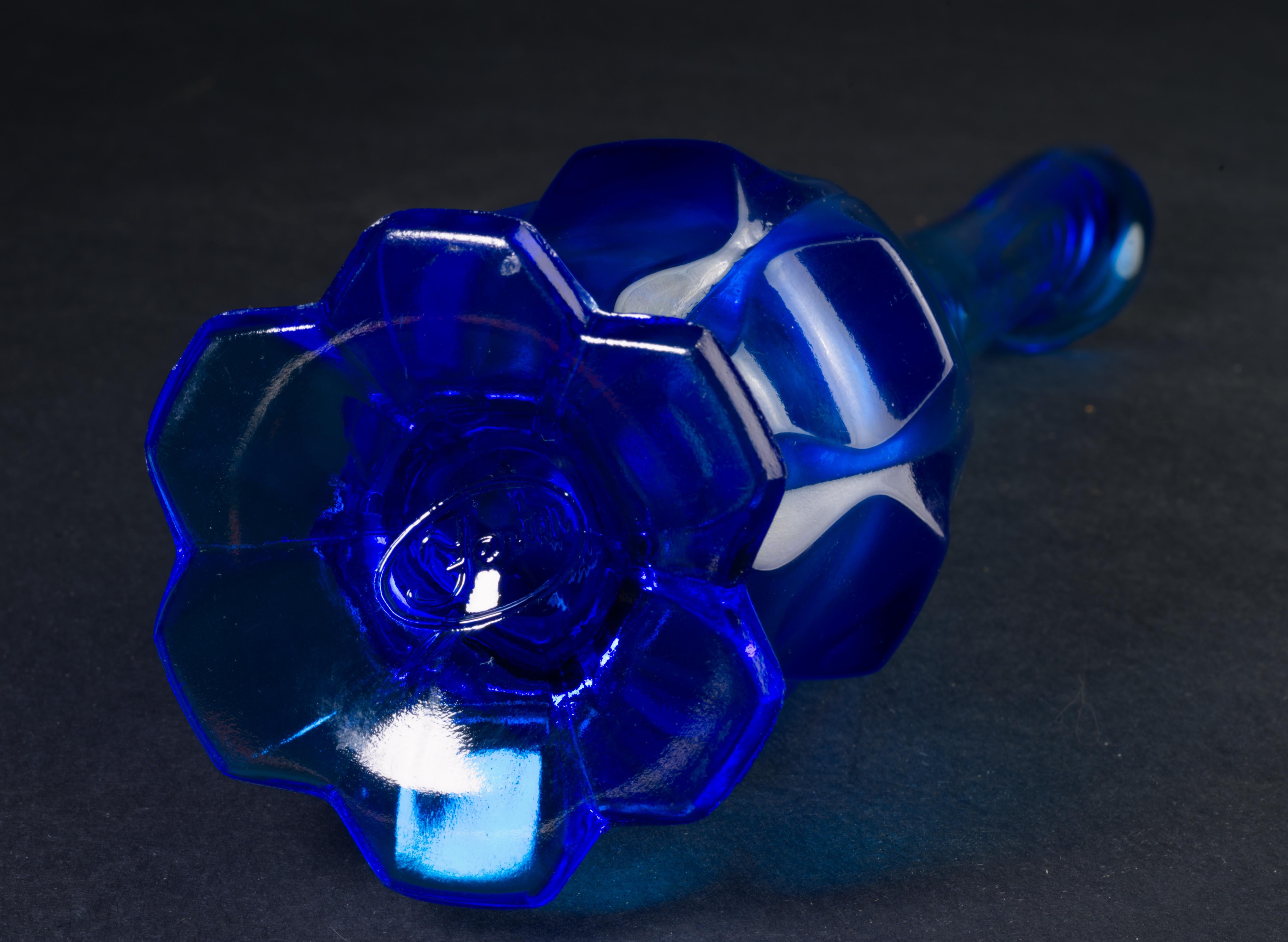 20th Century Fenton Valencia Blue Swung Bud Vase