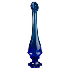 Retro Fenton Valencia Blue Swung Bud Vase
