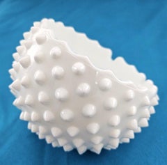 Fenton White Milkglass Hobnail Orb Vessel/ Ashtray / Bowl MCM