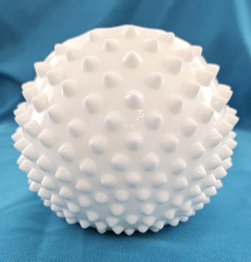American Fenton White Milkglass Hobnail Orb Vessel/ Ashtray / Bowl MCM For Sale