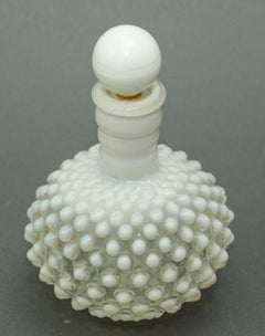 Fenton Wrisley Hobnail White Opalescent Glass Cologne Bottle With Stopper
