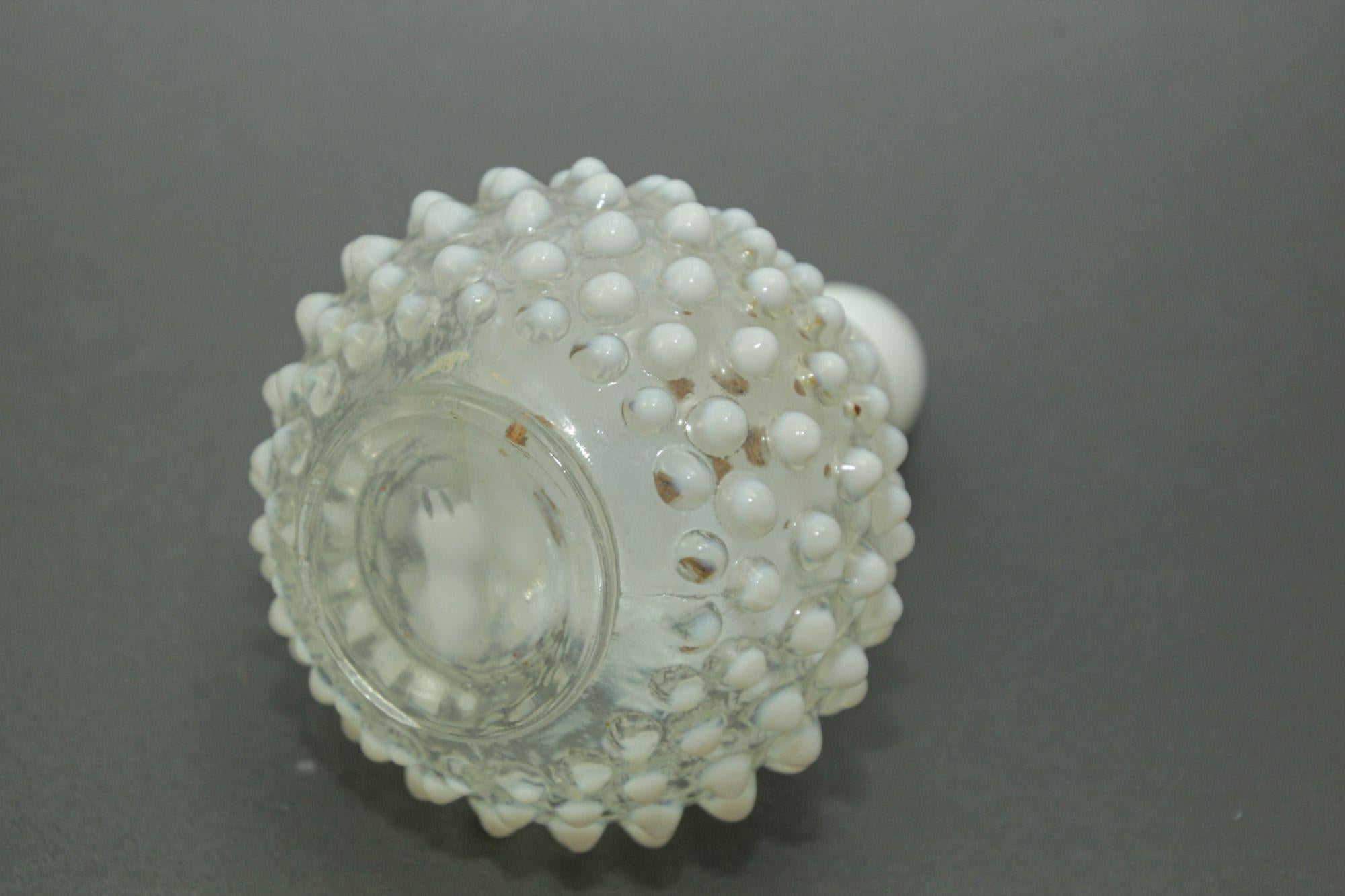 20th Century Fenton Wrisley Hobnail White Opalescent Glass Cologne Bottle With Stopper