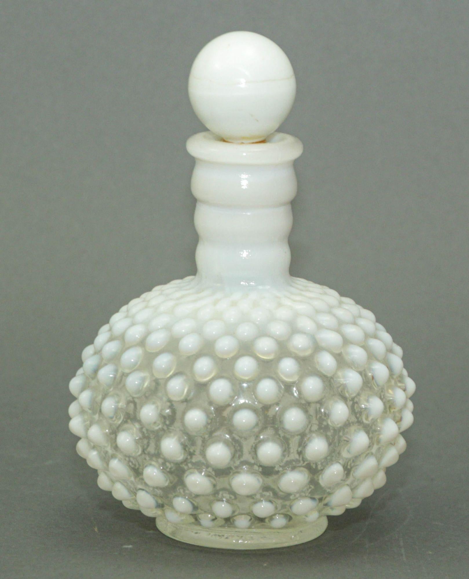 Fenton Wrisley Hobnail White Opalescent Glass Cologne Bottle With Stopper 3