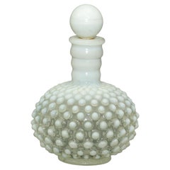 Vintage Fenton Wrisley Hobnail White Opalescent Glass Cologne Bottle With Stopper