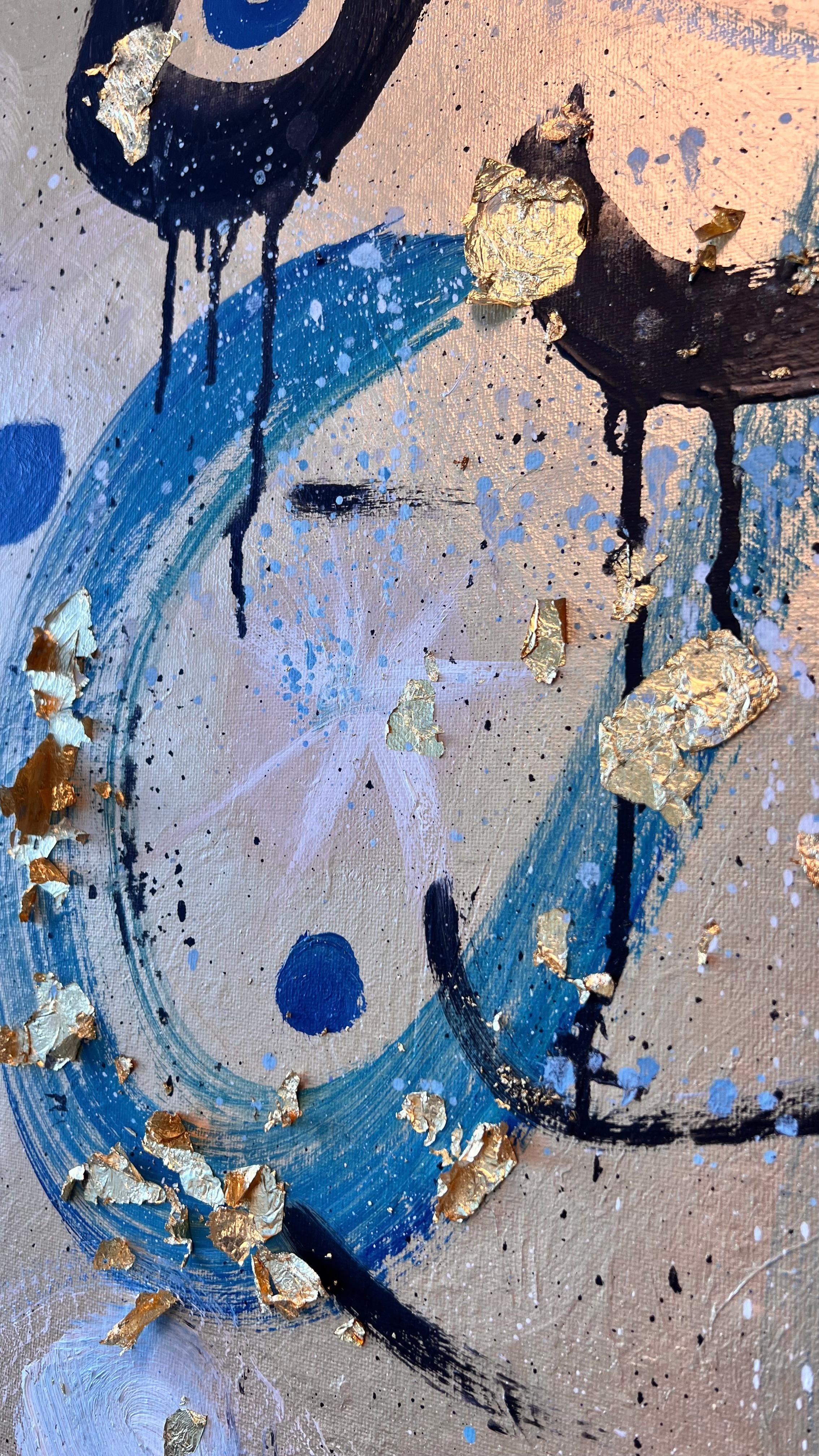 Refraction 2024-28 - Gold Abstract Painting by Fenway Fan