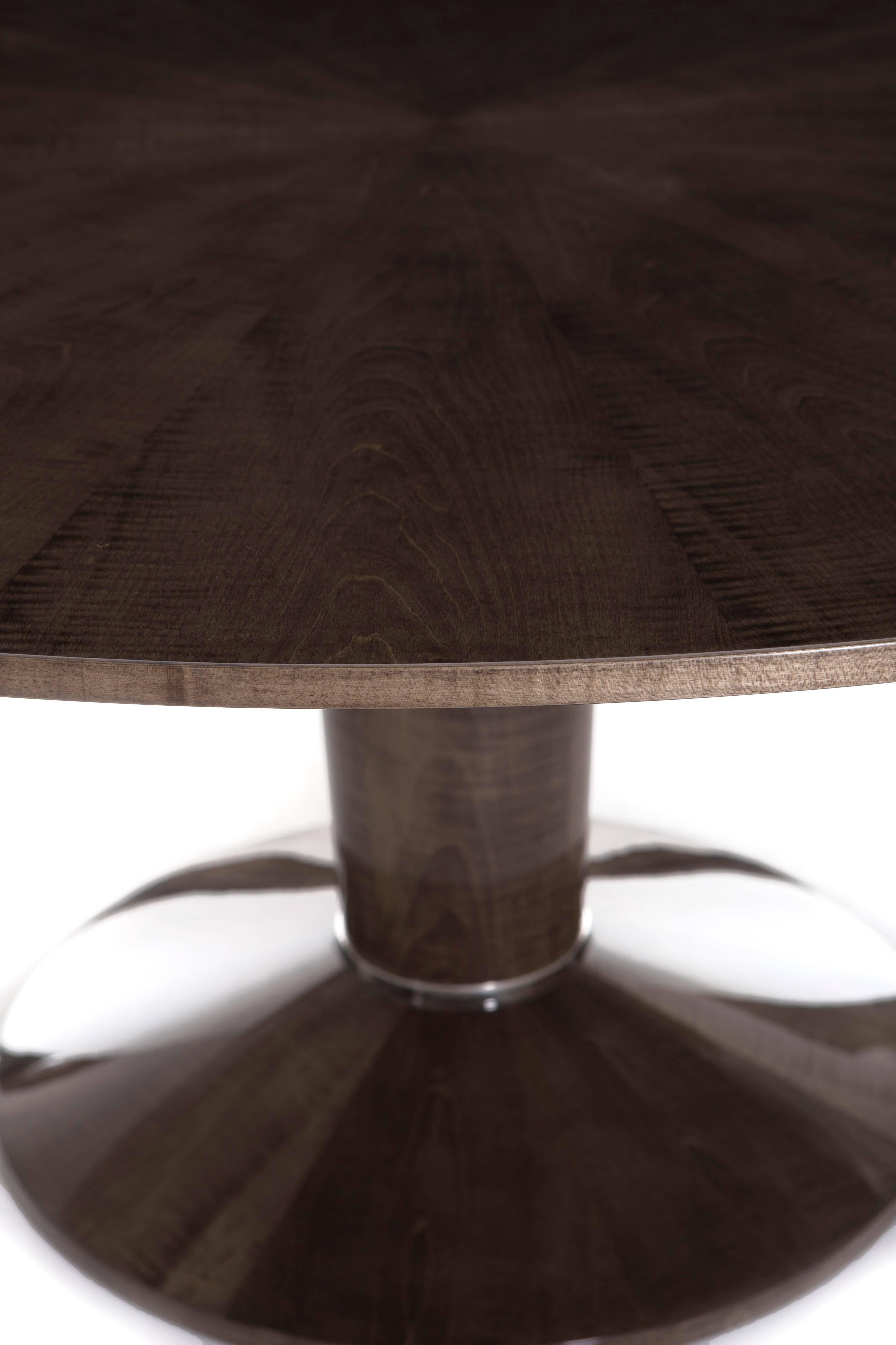 A Modern Fenwick Dining Table High Gloss Sycamore Dusk And Polished Nickel A Modern Fenwick Dining Table High Gloss Sycamore Dusk And Polished Nickel