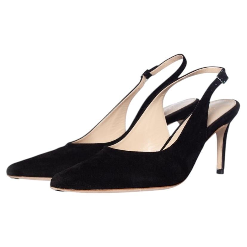 Feraggio, tacón slingback de ante negro en venta