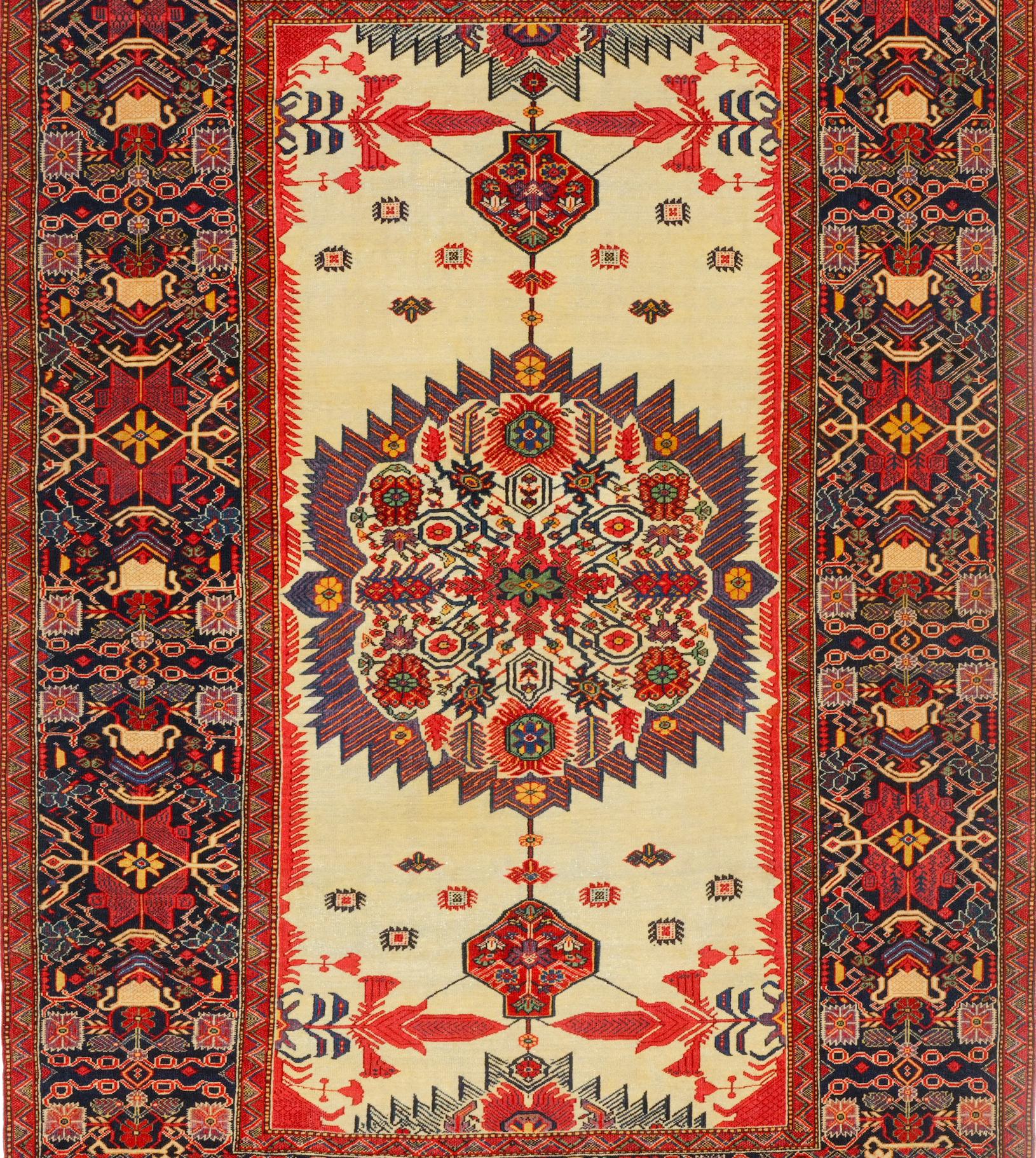 Hand-Knotted Antique Farahan Sarouk Carpet - Late of 19th Century Sarouk Rug For Sale