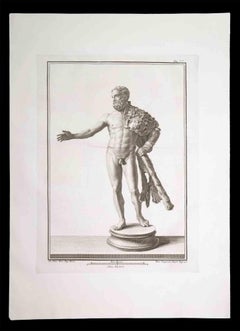 Ancient Roman Statues - Original Etching by Francesco Cepparili - 18th Century