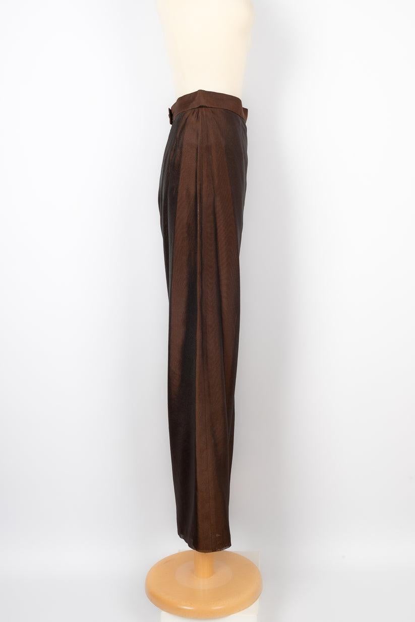 Women's Féraud Brown Silk Organdie Pants For Sale