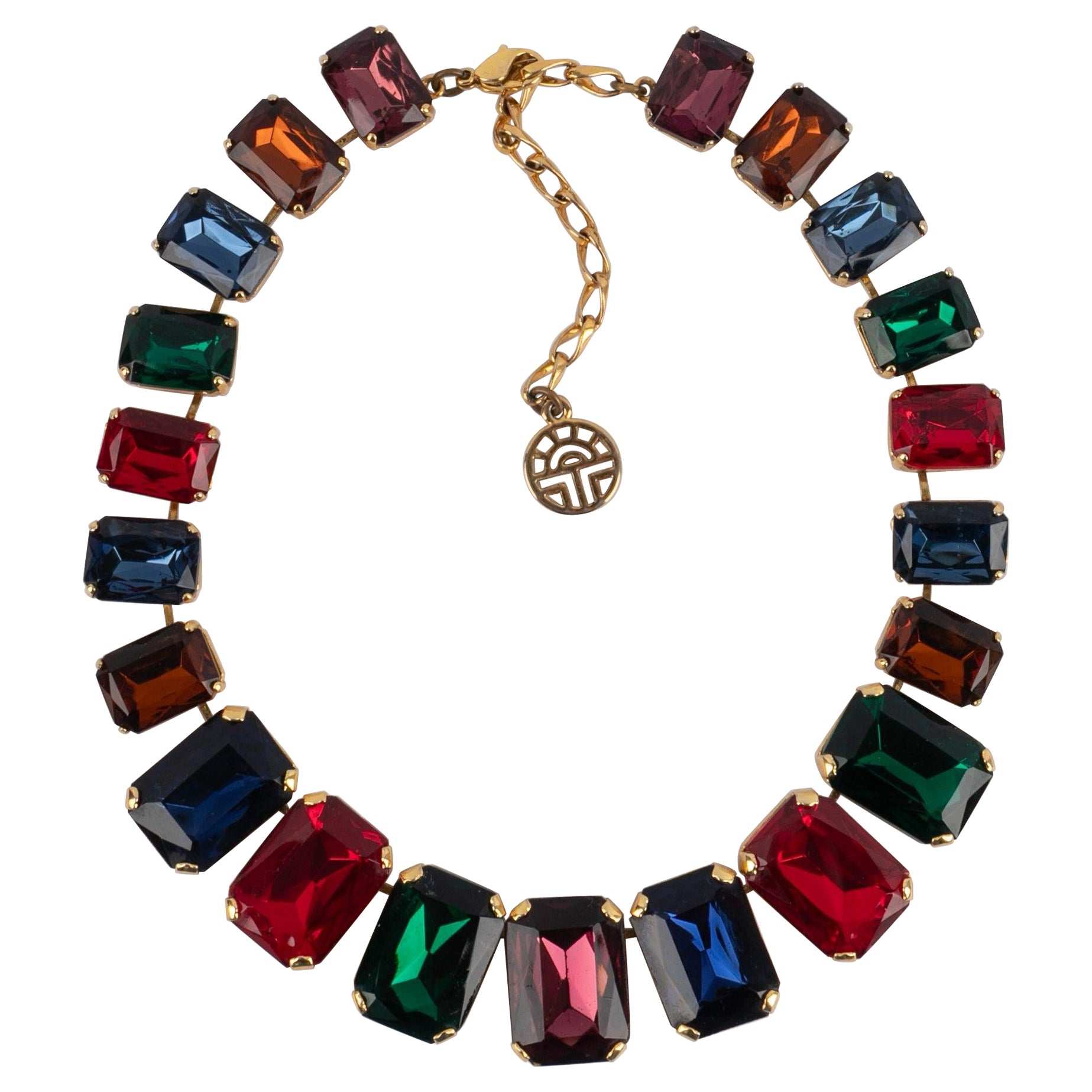 Collar de metal dorado Feraud adornado con brillantes