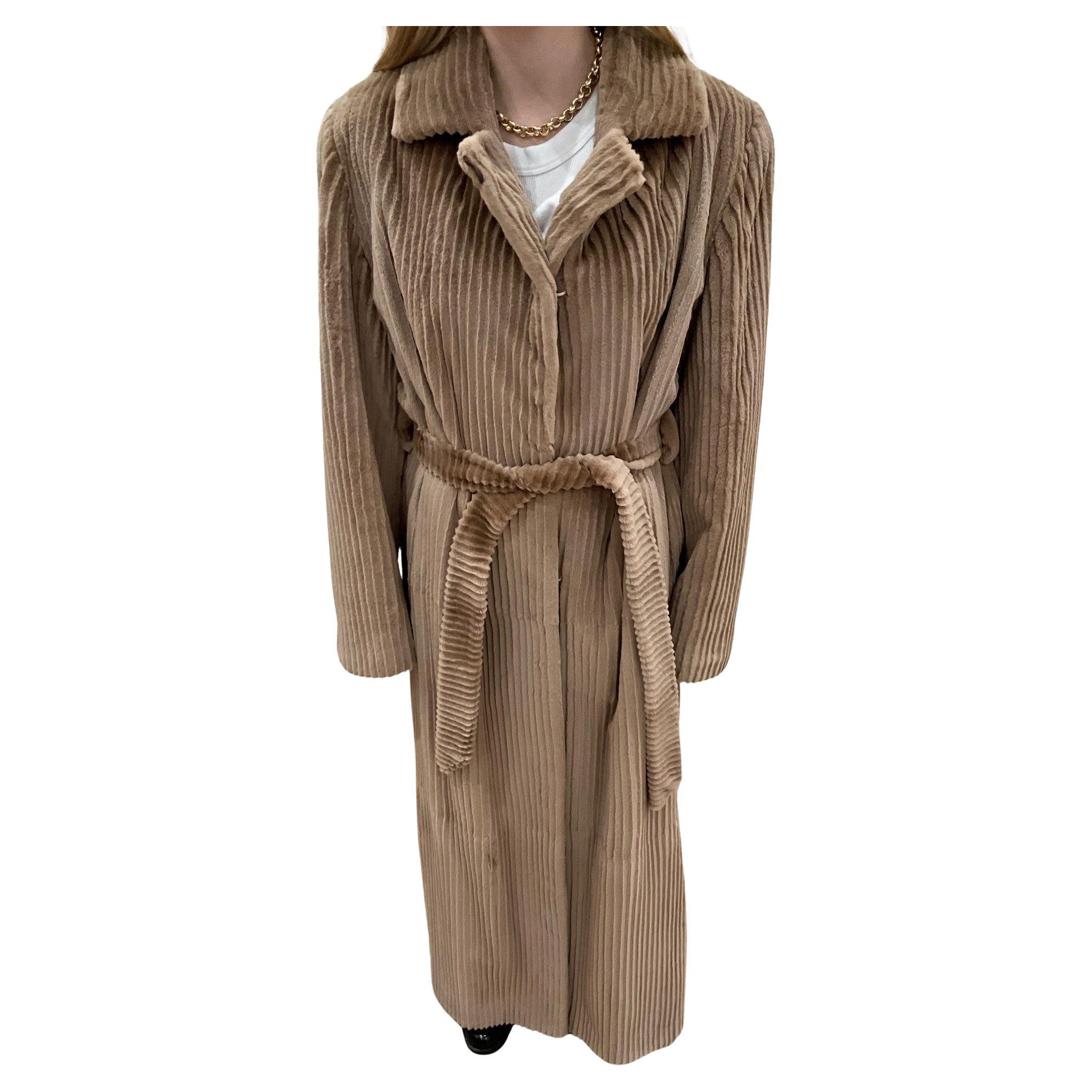 Feraud Sheared Seamed Belted Mink Maxi Coat For Sale