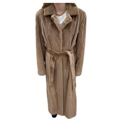 Feraud Sheared Seamed Belted Mink Maxi Coat