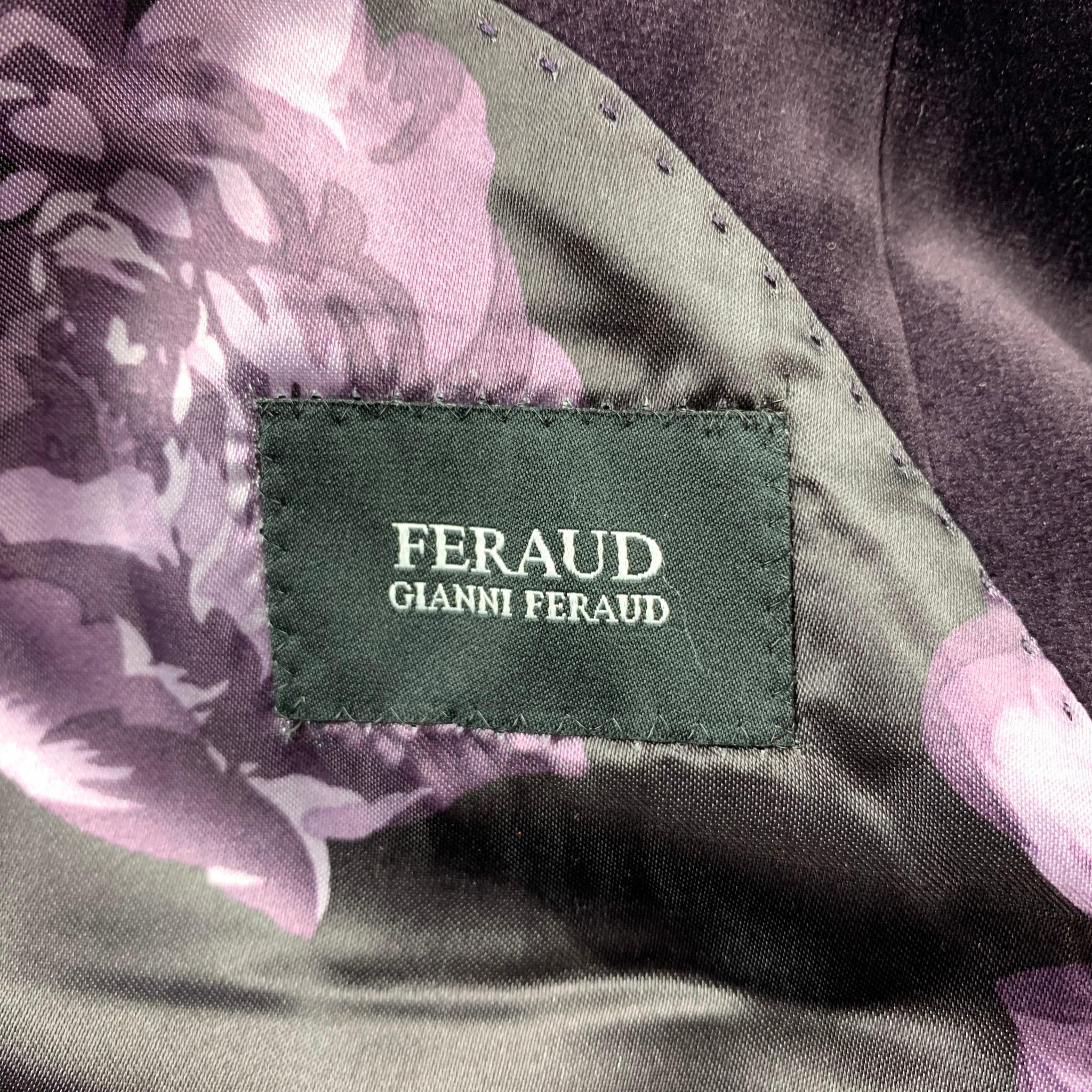 FERAUD Size 38 Purple Polyester Peak Lapel Double Breasted Suit 5