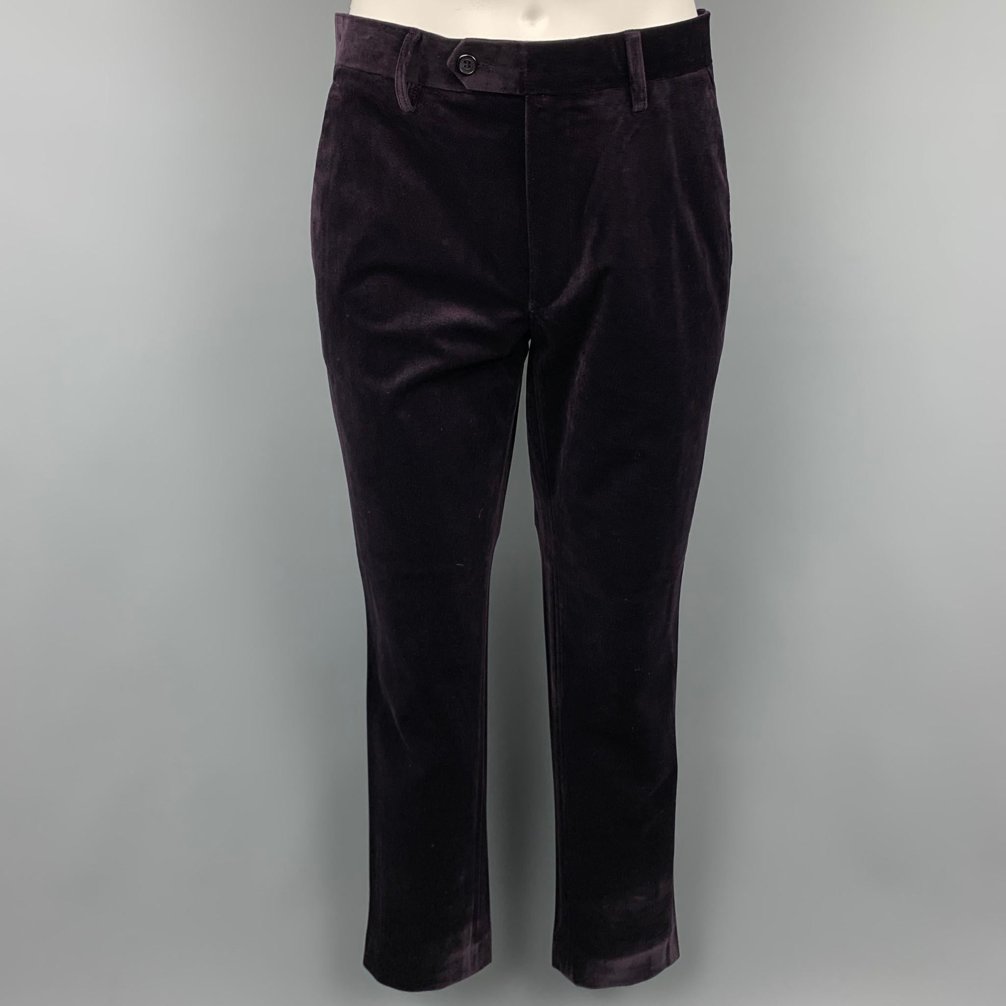 Men's FERAUD Size 38 Purple Polyester Peak Lapel Double Breasted Suit