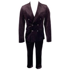 FERAUD Size 38 Purple Polyester Peak Lapel Double Breasted Suit