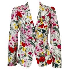 Feraud Chaqueta blanca de algodón con estampado floral de colores