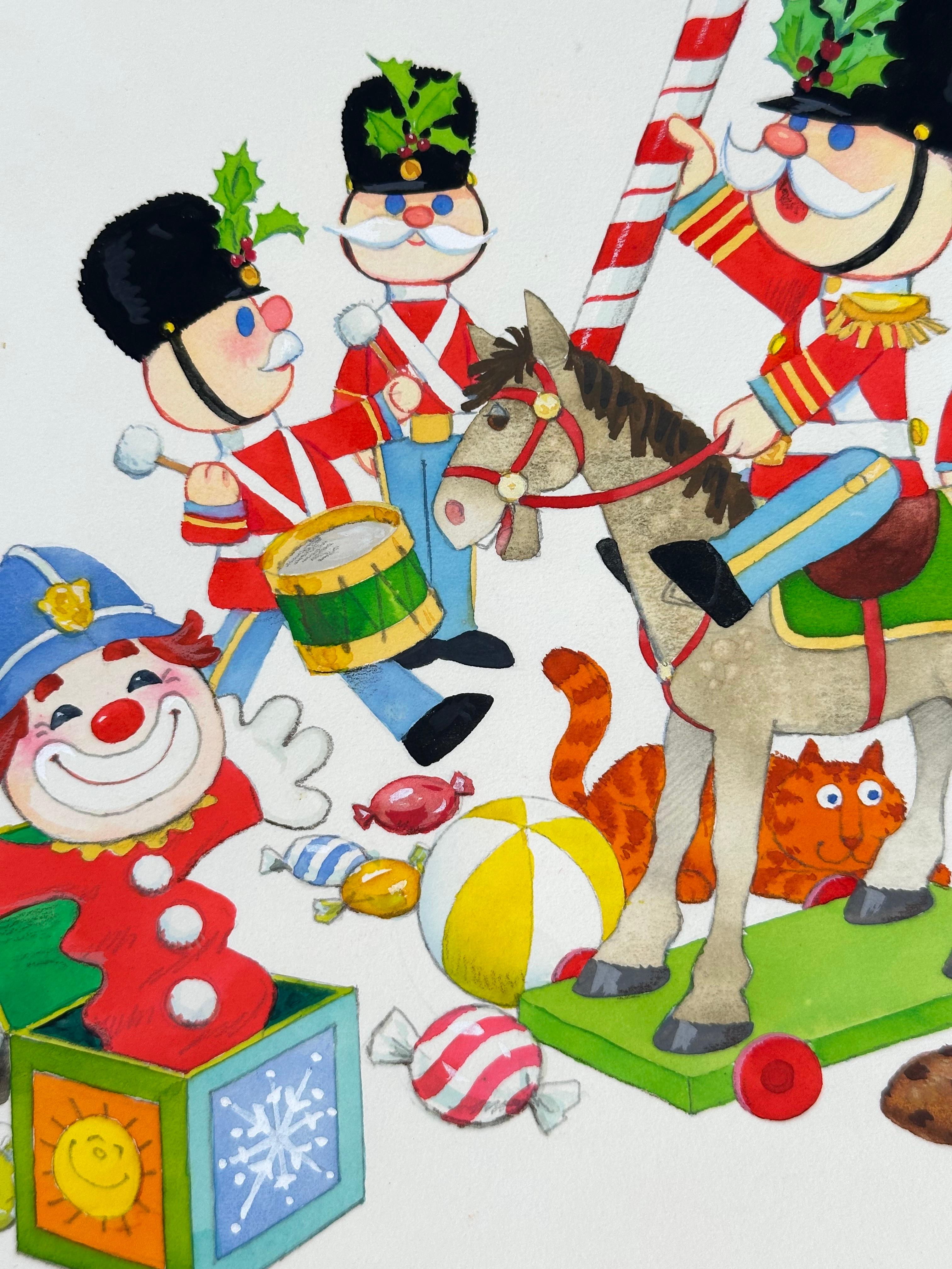 Christmas Toys Greeting Card painting (Children's room decor) For Sale 1