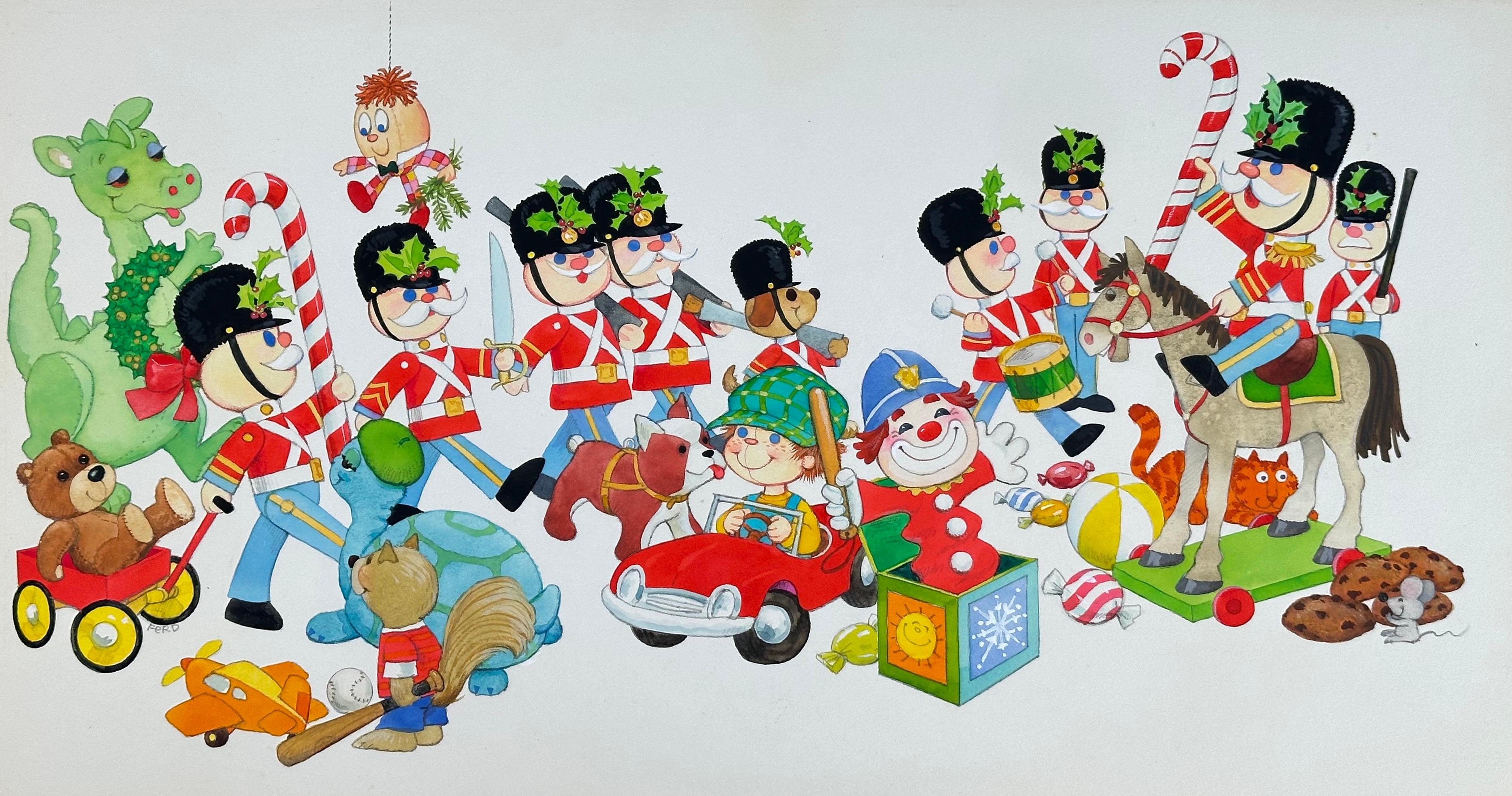 Christmas Toys Greeting Card painting (Children's room decor)