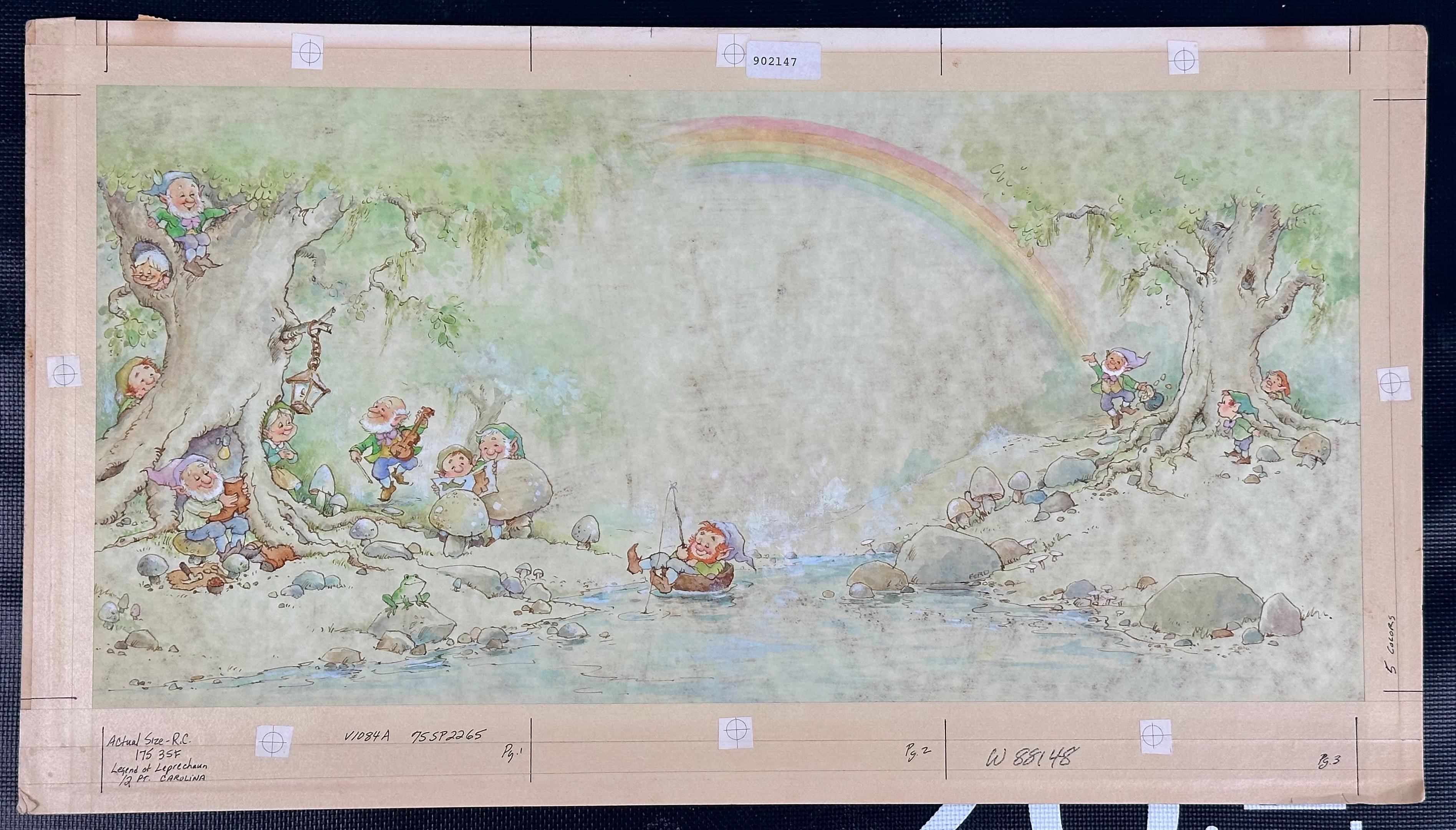 Leprechaun Irish Greeting Card painting (Children's room decor) - Painting by Ferd Sondern