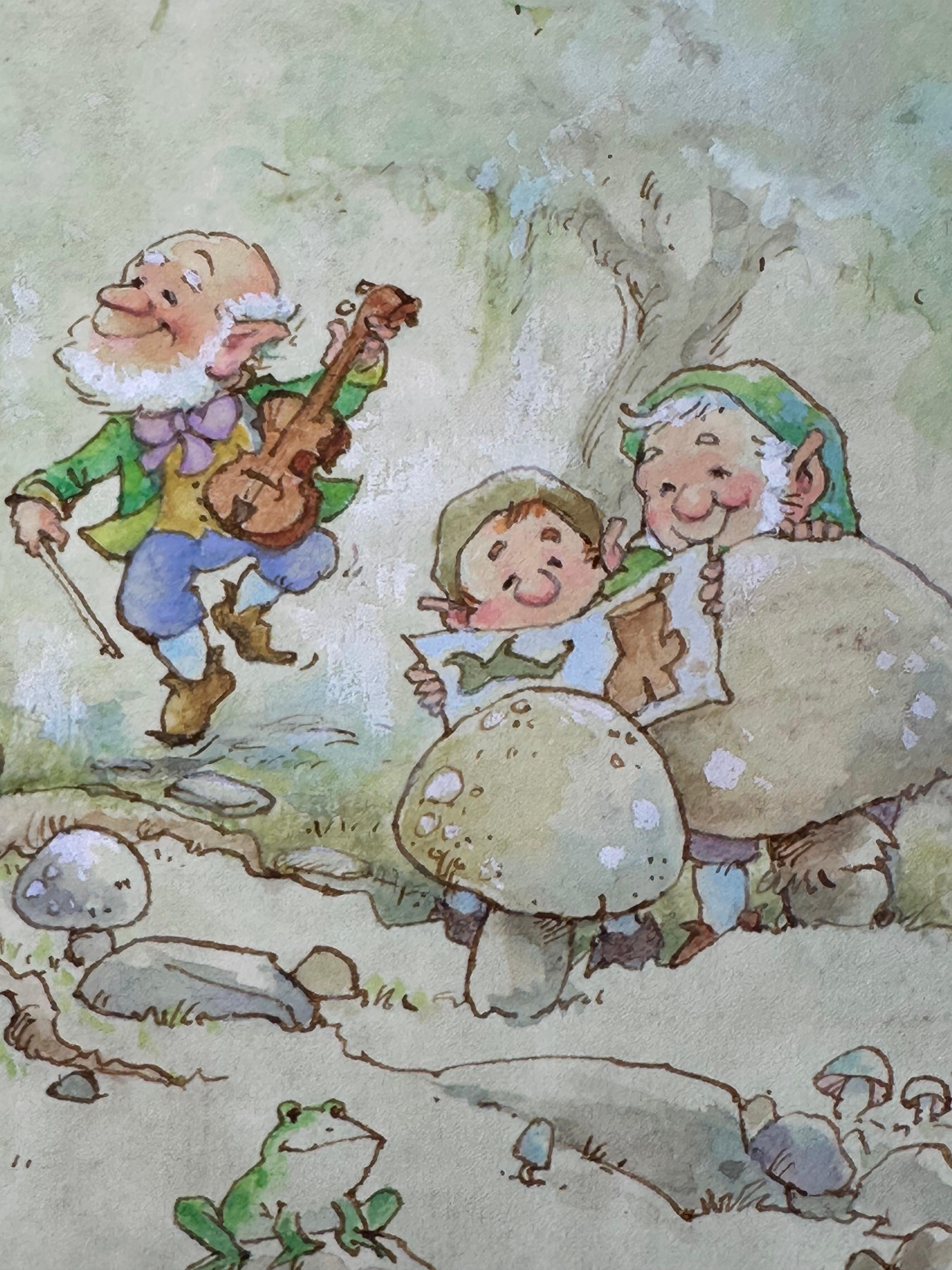 Leprechaun Irish Greeting Card painting (Children's room decor) For Sale 1