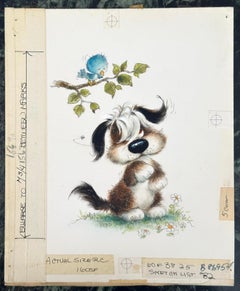 Puppy Dog Greeting Card Illustration painting (Children's room decor)