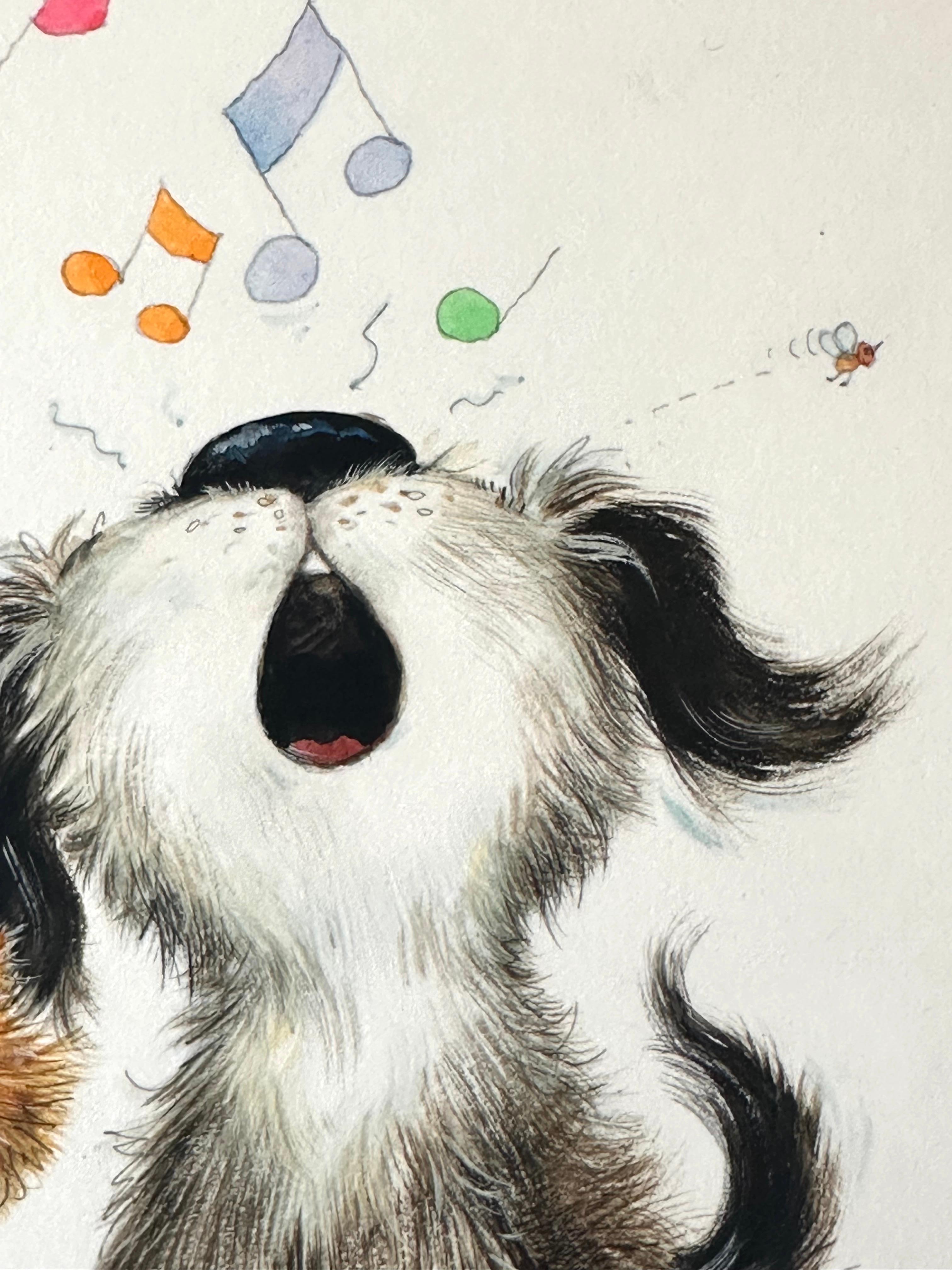 Puppy Dog & Kitten Greeting Card Illustration painting (Children's room decor) For Sale 1