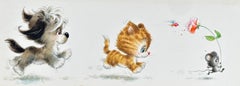 Puppy Dog, Kitten, Mouse Greeting Card painting (Children's room decor)