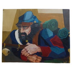 Vintage Ferdie Pacheco "Battle Weary" Civil War Theme Oil/ Canvas Painting 1972