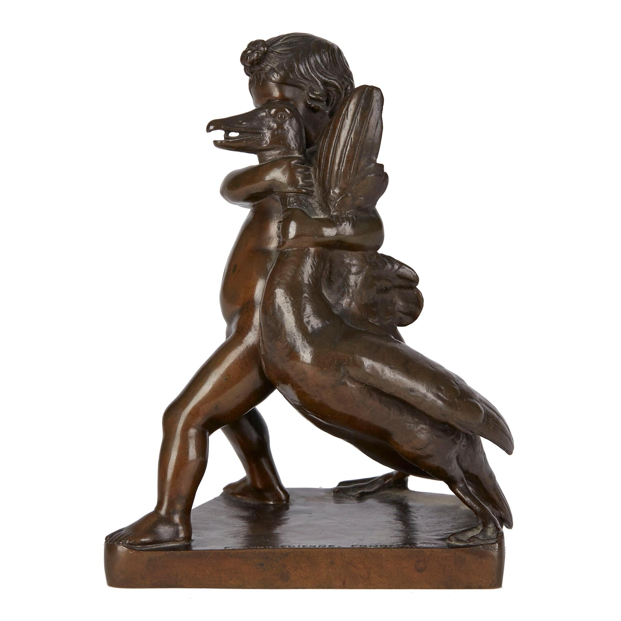 19th Century Ferdinand Barbedienne '1810-1892' French Bronze Sculpture Boy with Goose